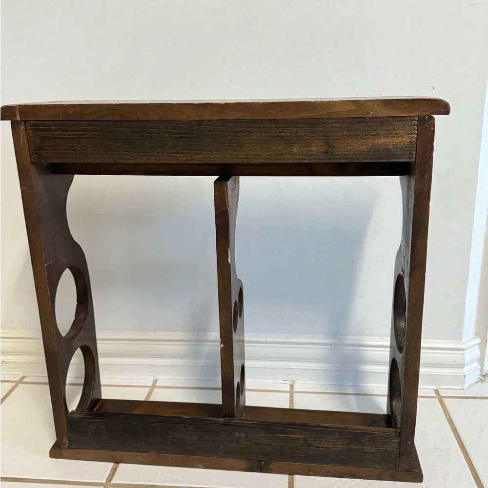 vintage wall-mounted wooden wine and stemware Bottle / 6 Glass Wine Rack / Shelf